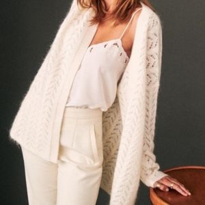 Sezane Super Kid Mohair and Wool No Latch Jumper Open Cardigan